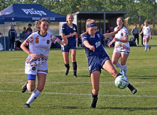 Paige Heide spent four seasons playing for the Providence Pilots and is now thriving with the Waterloo Warriors in USports. (Cassidy Dankochik The Carillon)