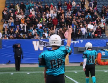 The U16 Eastman Raiders scored 12 touchdowns to win the program's first Manitoba Minor Football Association championship. (Cassidy Dankochik The Carillon)