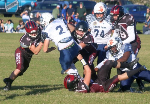 Springfield's defense was able to battle Grant Park, for a while, but eventually dropped off, losing 28-0 to one of last year's league finalists. (Cassidy Dankochik The Carillon)