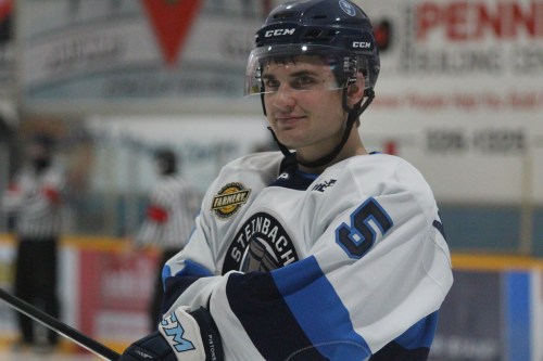 Denton Mateychuk suited up for the Steinbach Pistons in 2020 for a few games before the WHL season. The Dominion City-born player is now a member of the Columbus Blue Jackets organization after he was selected 12th overall at the 2022 NHL Entry Draft in Montreal. (Terry Frey The Carillon)