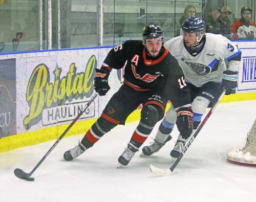 Ile des Chenes' Brody Beauchemin is a key contributor to the Flyers' lineup. (Cassidy Dankochik The Carillon)